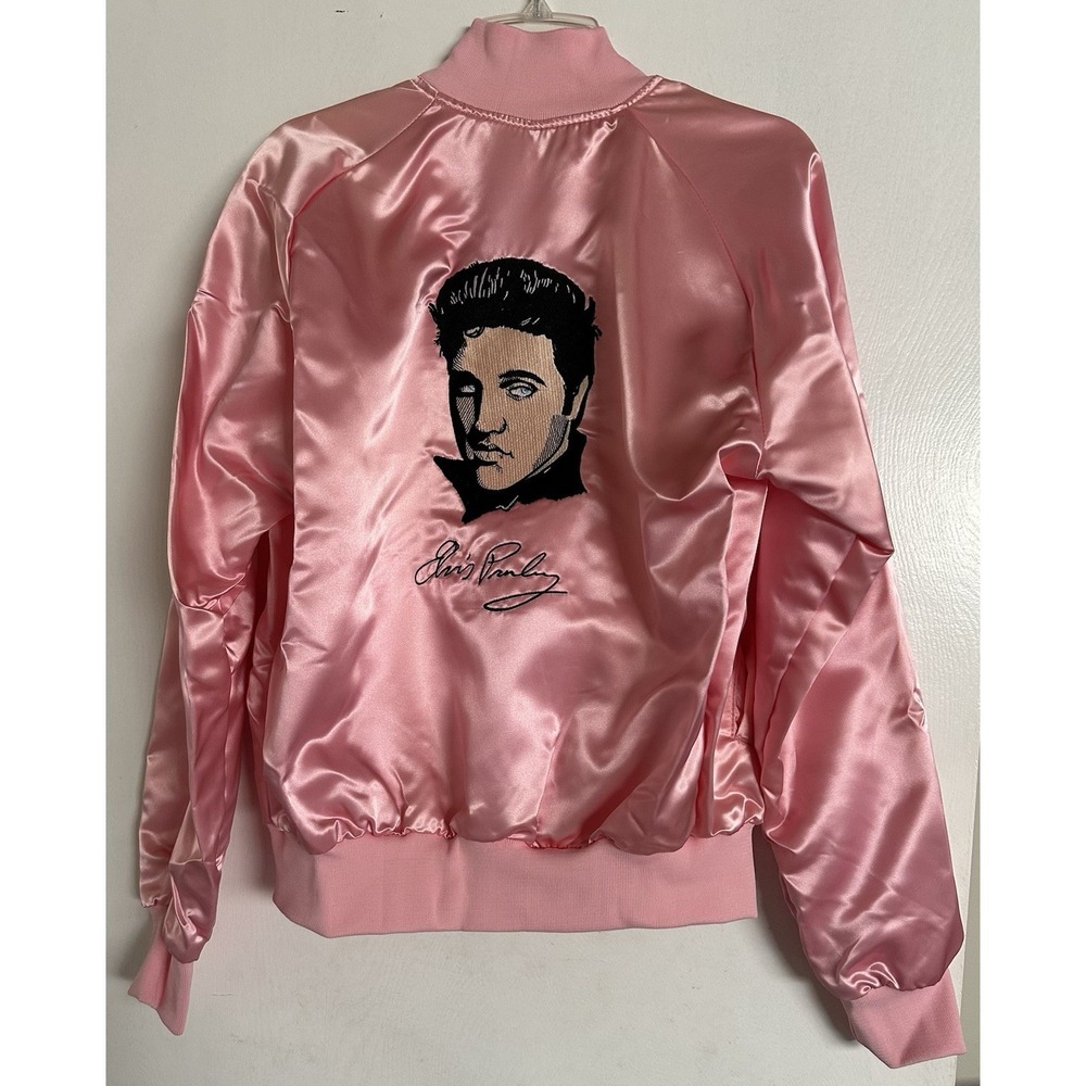 80s Mac Murray Pink Satin Jacket Elvis Presley‎ Embroidered Medium New